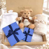 New Baby Personalized Blanket, Towel and Teddy Welcome Gift Set