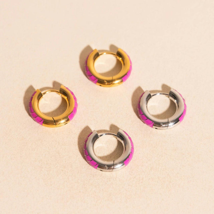 Neon Color Chunky Rounded Huggie Hoop Earrings