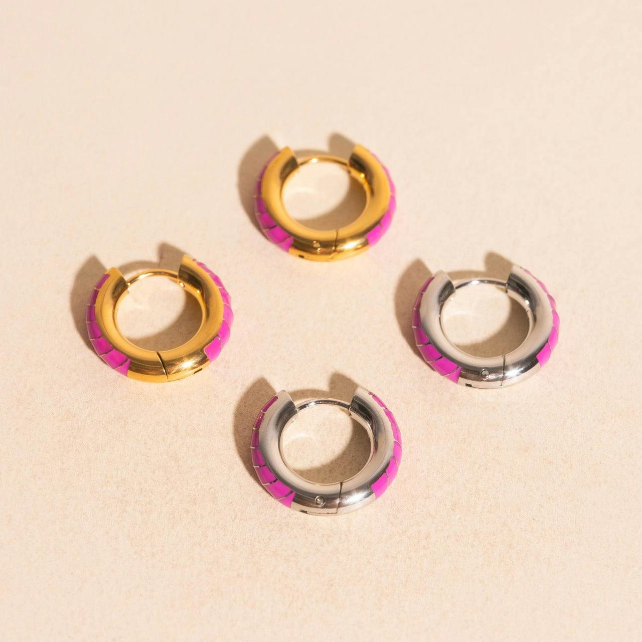 Neon Color Chunky Rounded Huggie Hoop Earrings