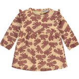 Dragonfly Print Round Neck Long Sleeve Dress