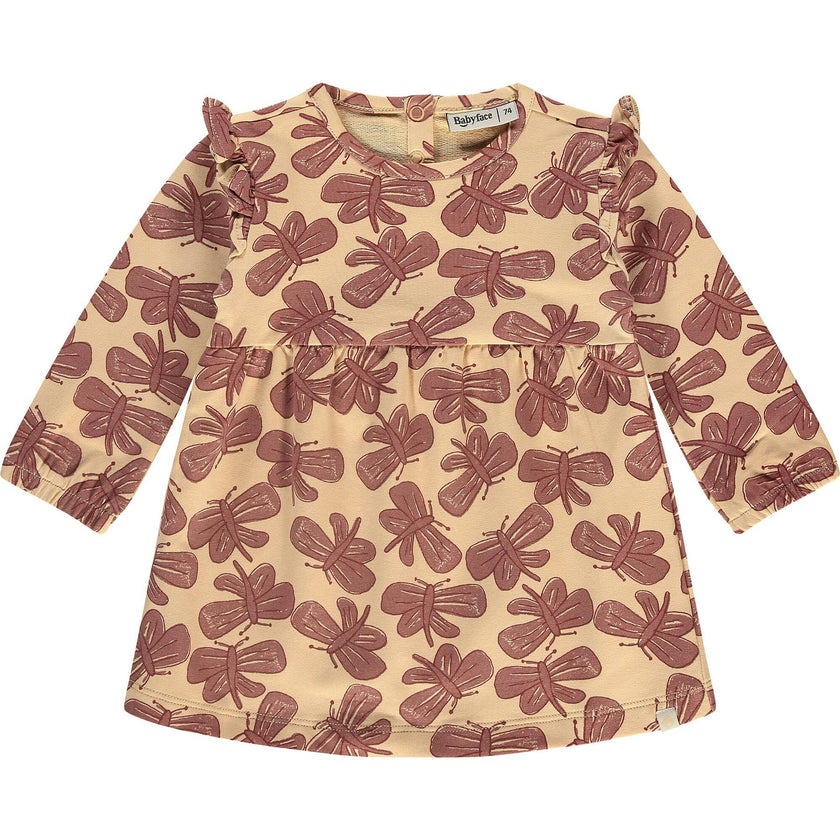 Dragonfly Print Round Neck Long Sleeve Dress