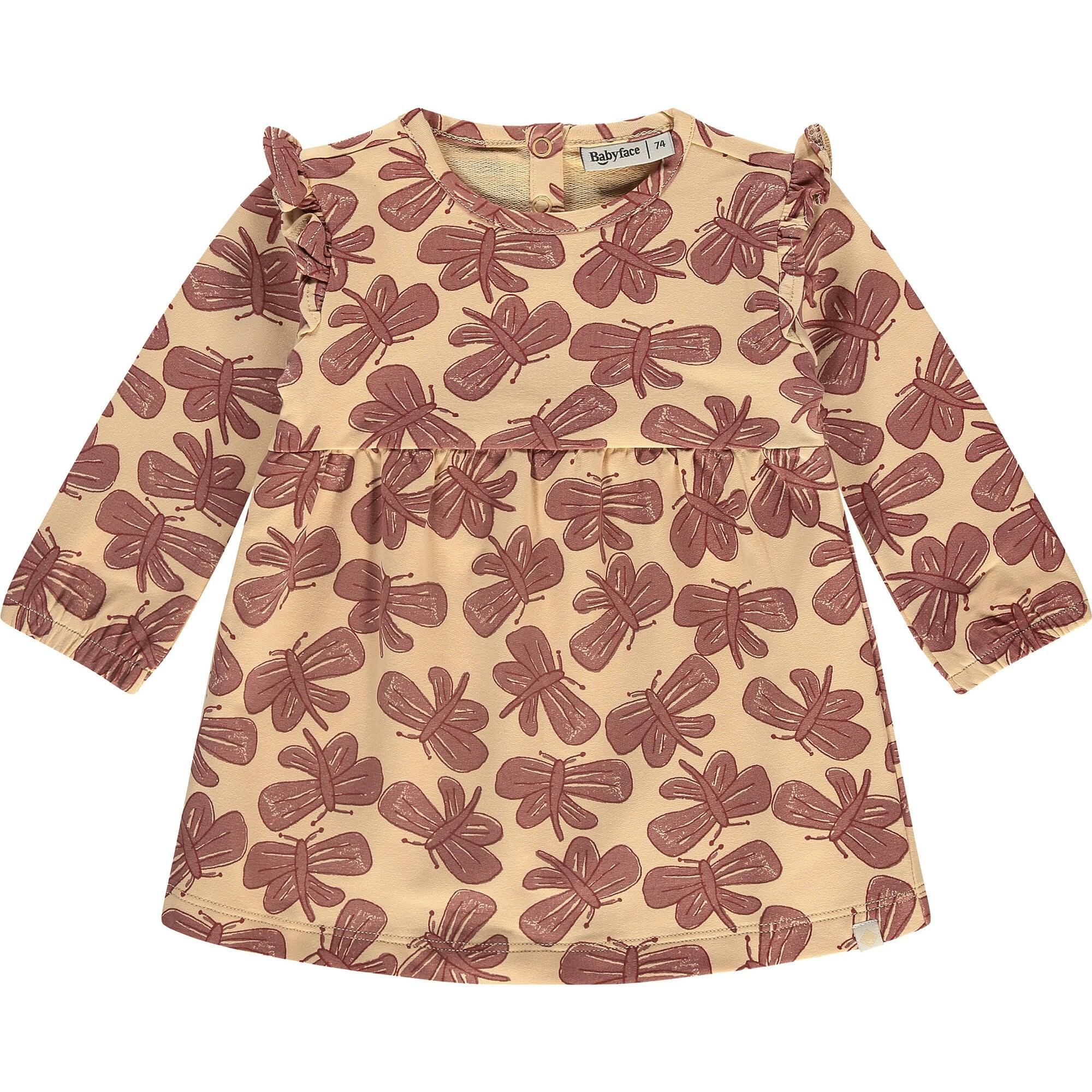 Dragonfly Print Round Neck Long Sleeve Dress