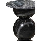 Aura 19" Modern Natural Marble Handmade Stacked Round Pedestal End Table