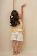 Halter Top and Scallop Stitch Shorts Set Off-White