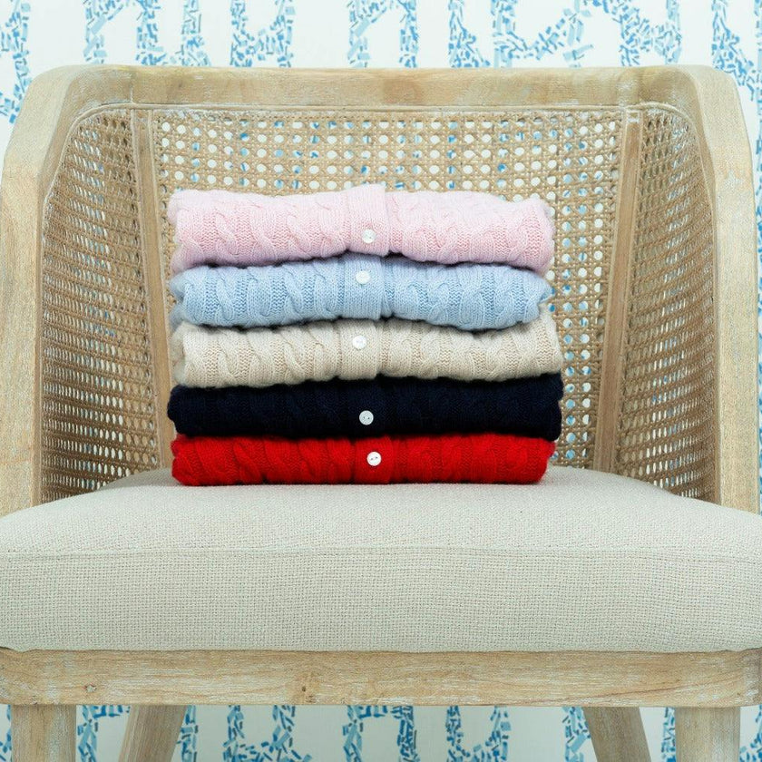 Classic Cashmere Blend Cardigan - Navy