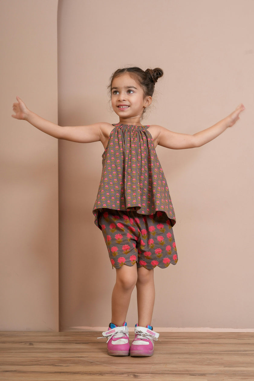 Halter Top and Shorts Set Earthy Brown