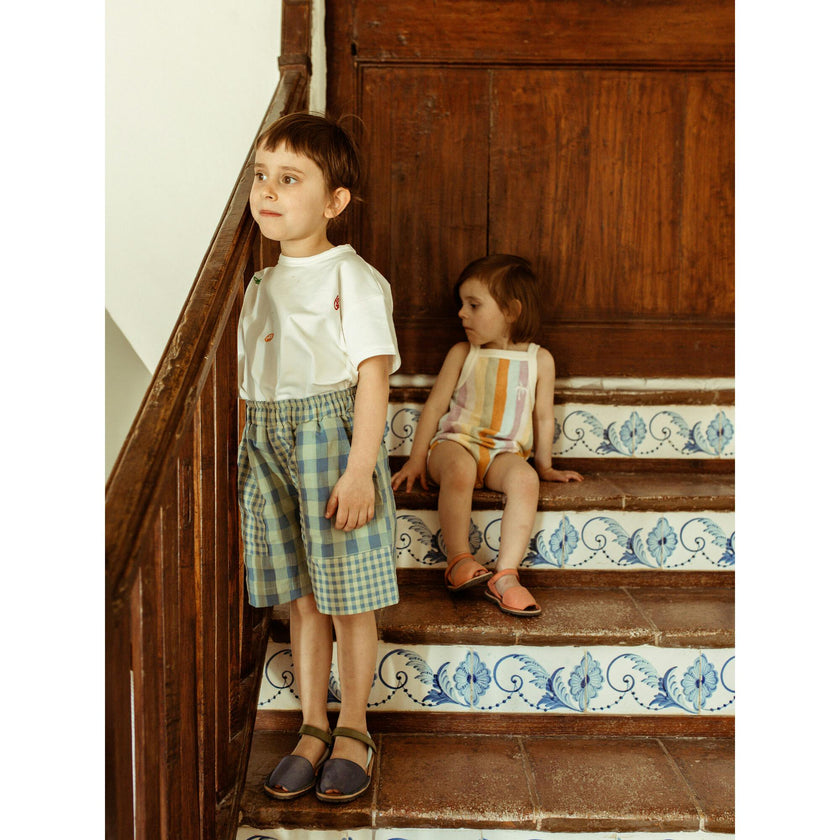 children's shorts - aqua vichy