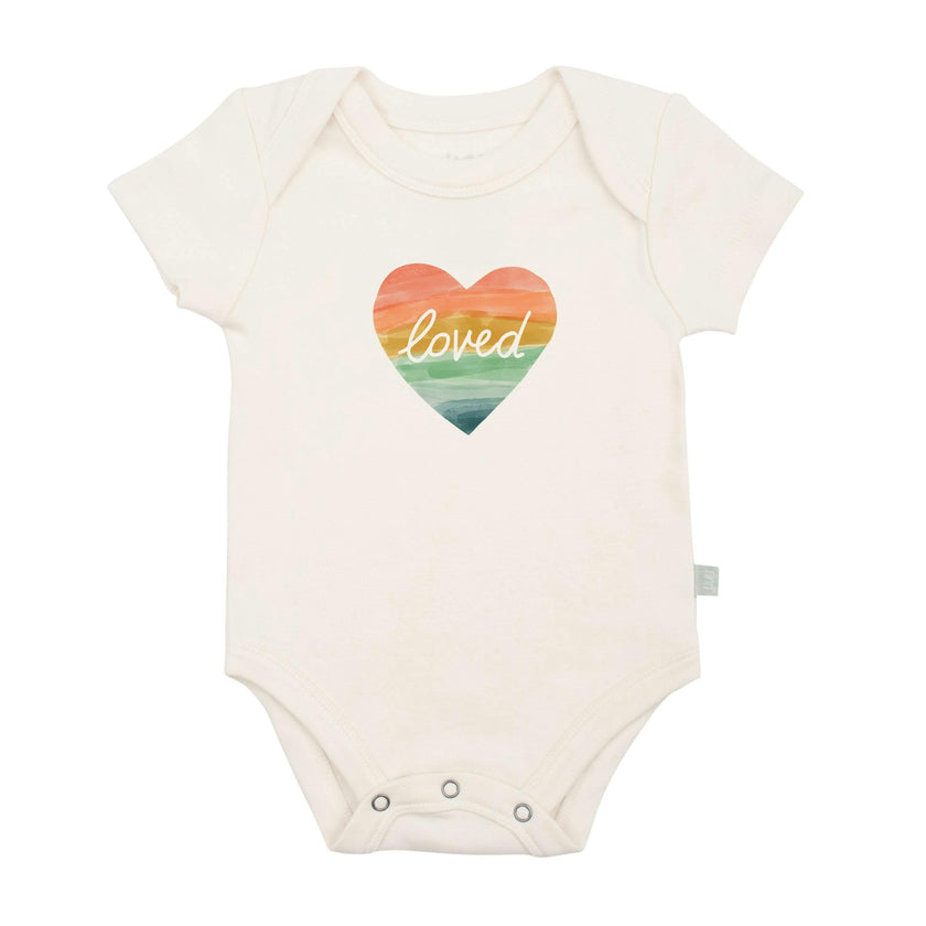 graphic bodysuit | loved rainbow heart