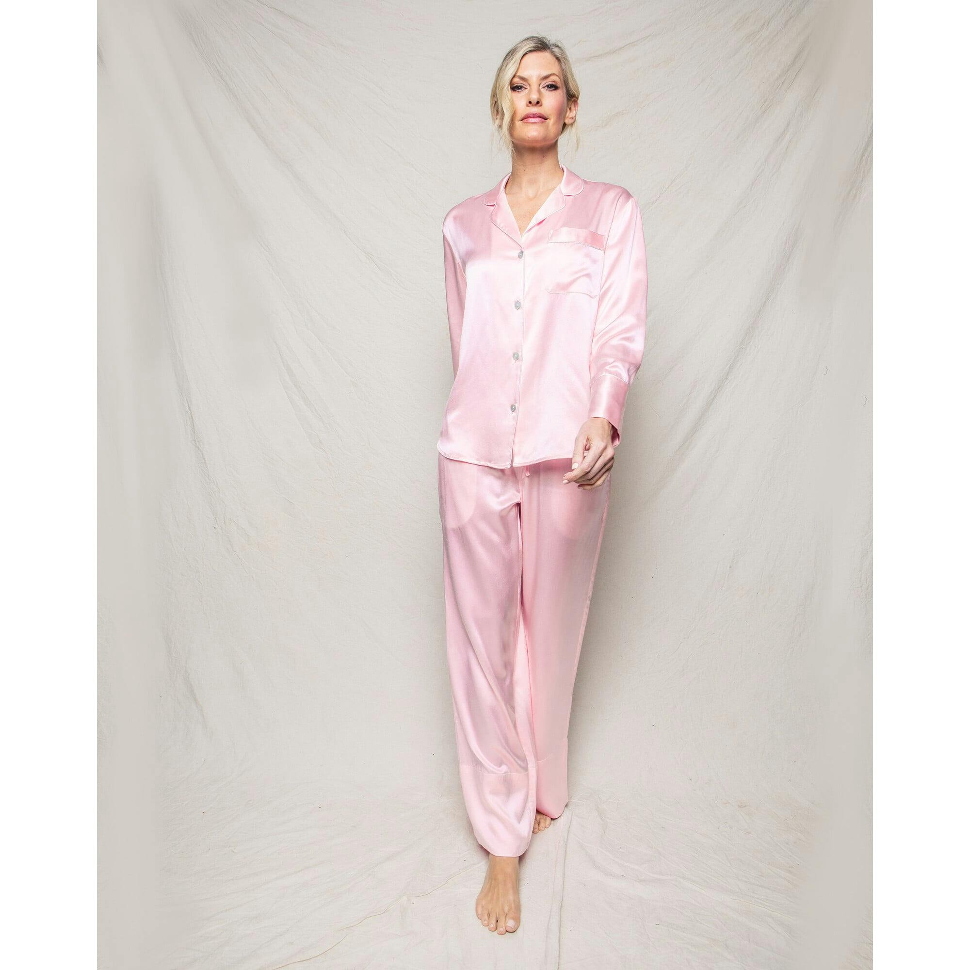 Women's Silk Pajama Set in Black