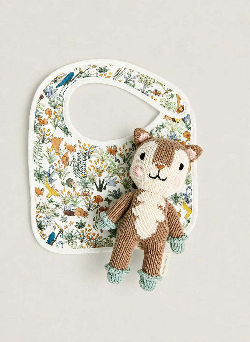 Baby Classic Bib - Foxy Forest and Finley the Fox - Knit Doll Set