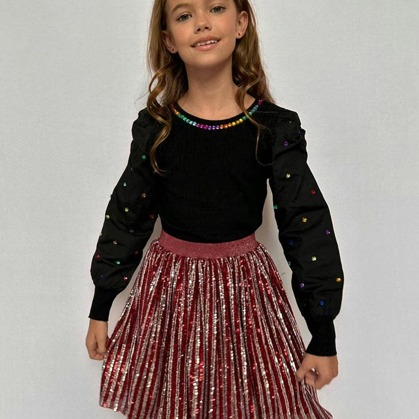 Candy Cane Sequin Striped Skirt