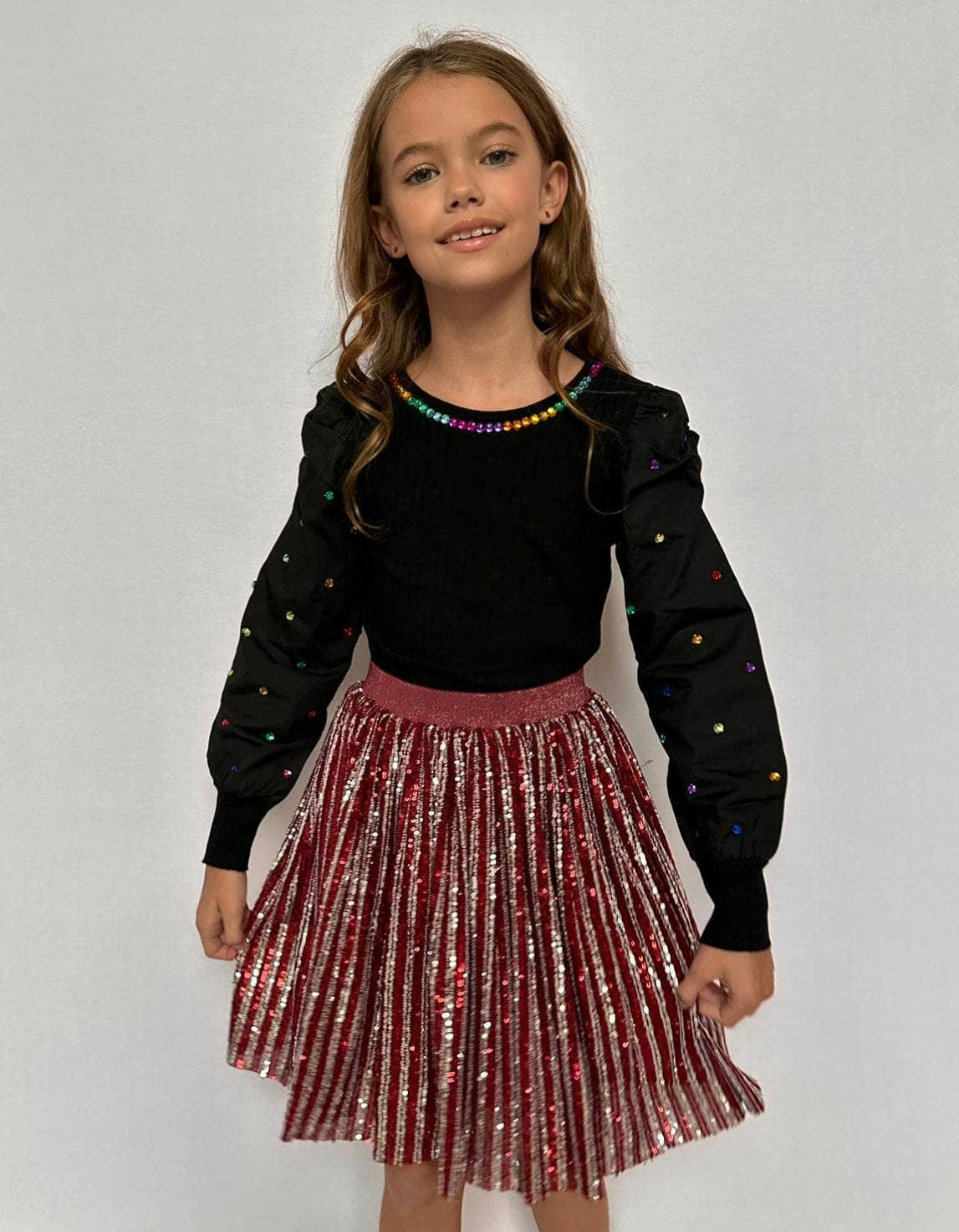 Candy Cane Sequin Striped Skirt