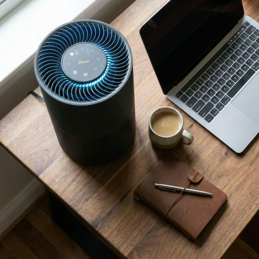 True-HEPA Tower Air Purifier with Air Quality Indicator and Child Lock, Up To 500 Sq Ft