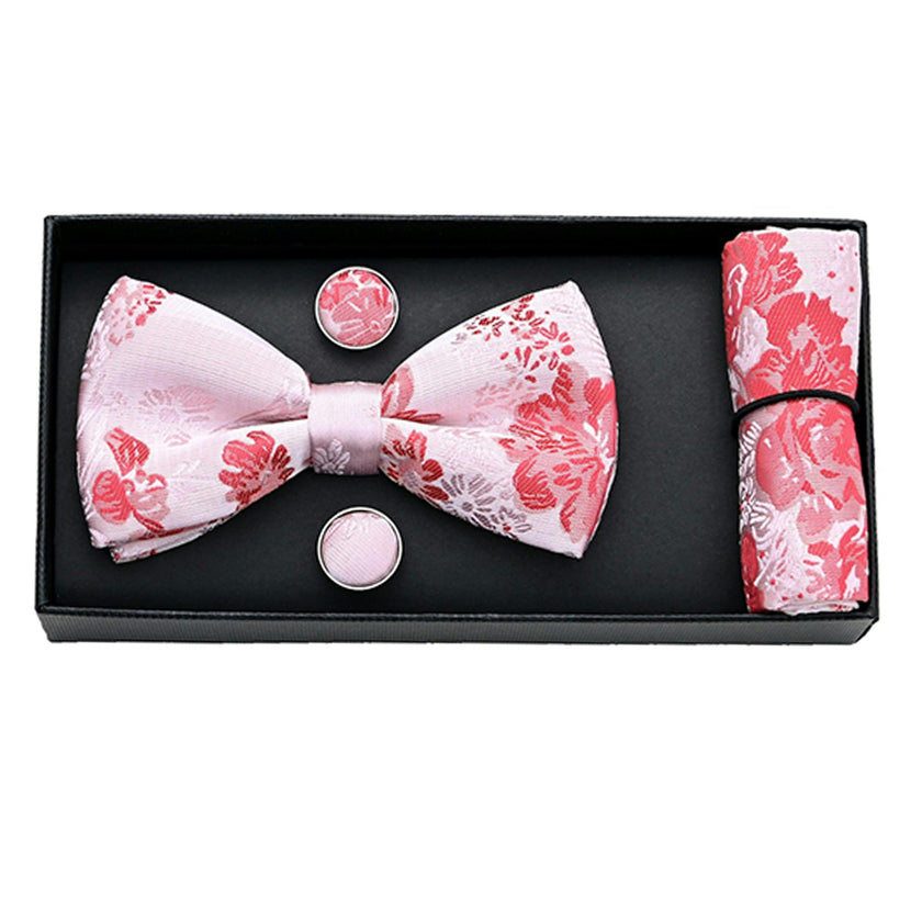 Pink and Red Floral Bowtie Set