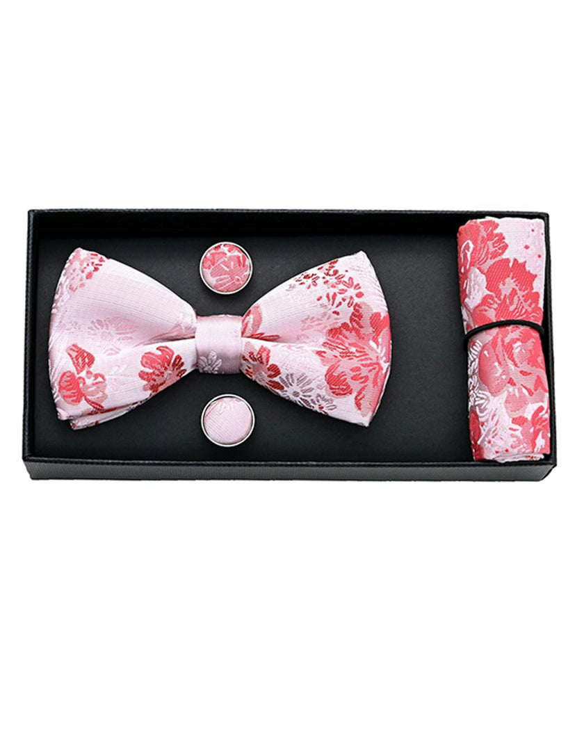 Pink and Red Floral Bowtie Set