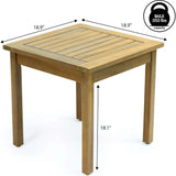 Archer 18.9" Modern Classic Square Slatted Solid Acacia Wood Indoor/Outdoor Adirondack Side Table