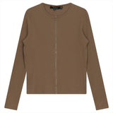 Thin Ribbed Crop Zipper Bomber