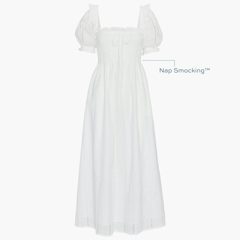 The Scarlett Nap Dress - White Broderie Voile
