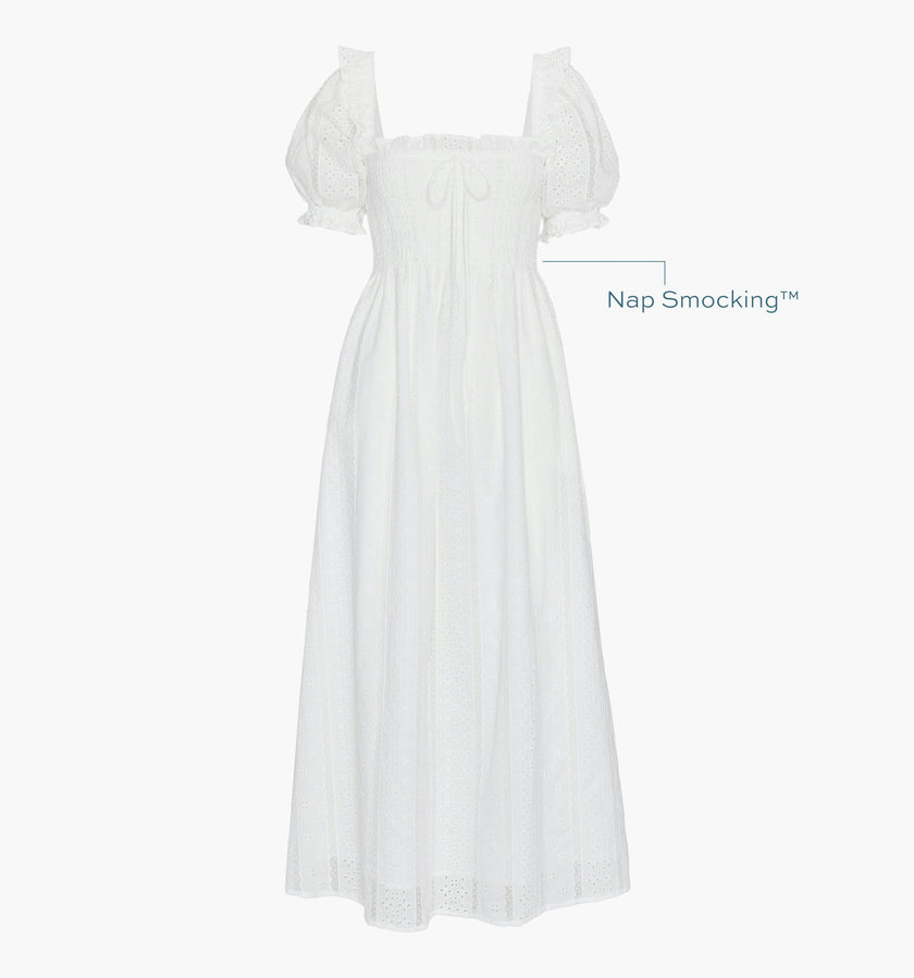 The Scarlett Nap Dress - White Broderie Voile