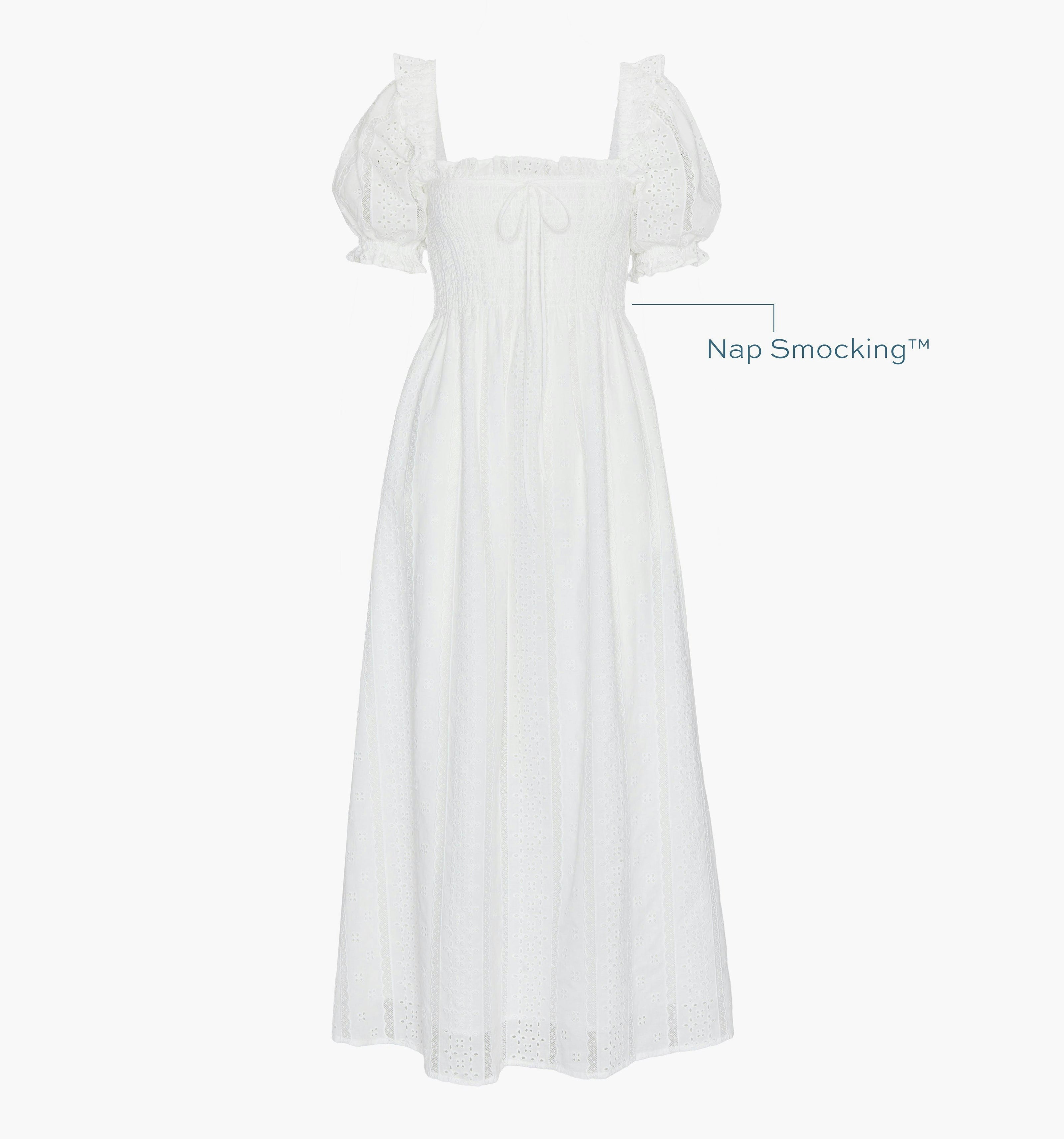 The Scarlett Nap Dress - White Broderie Voile