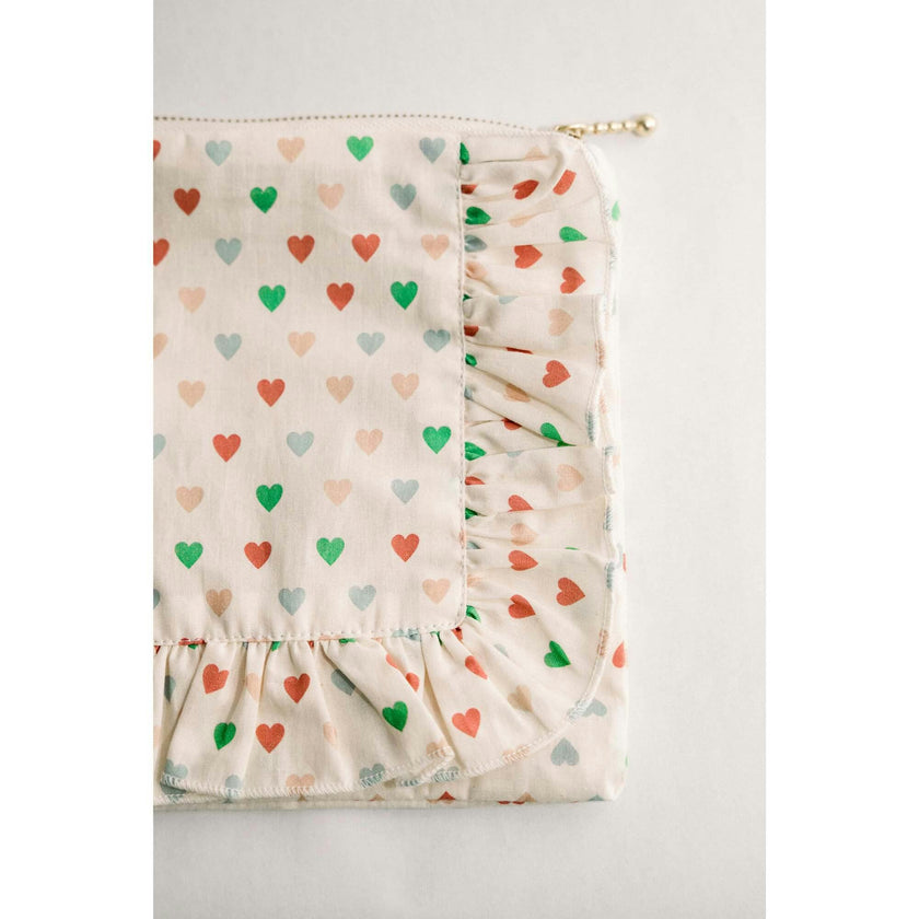 Love In Bloom Timless Floral Ruffle Zipper Pouch