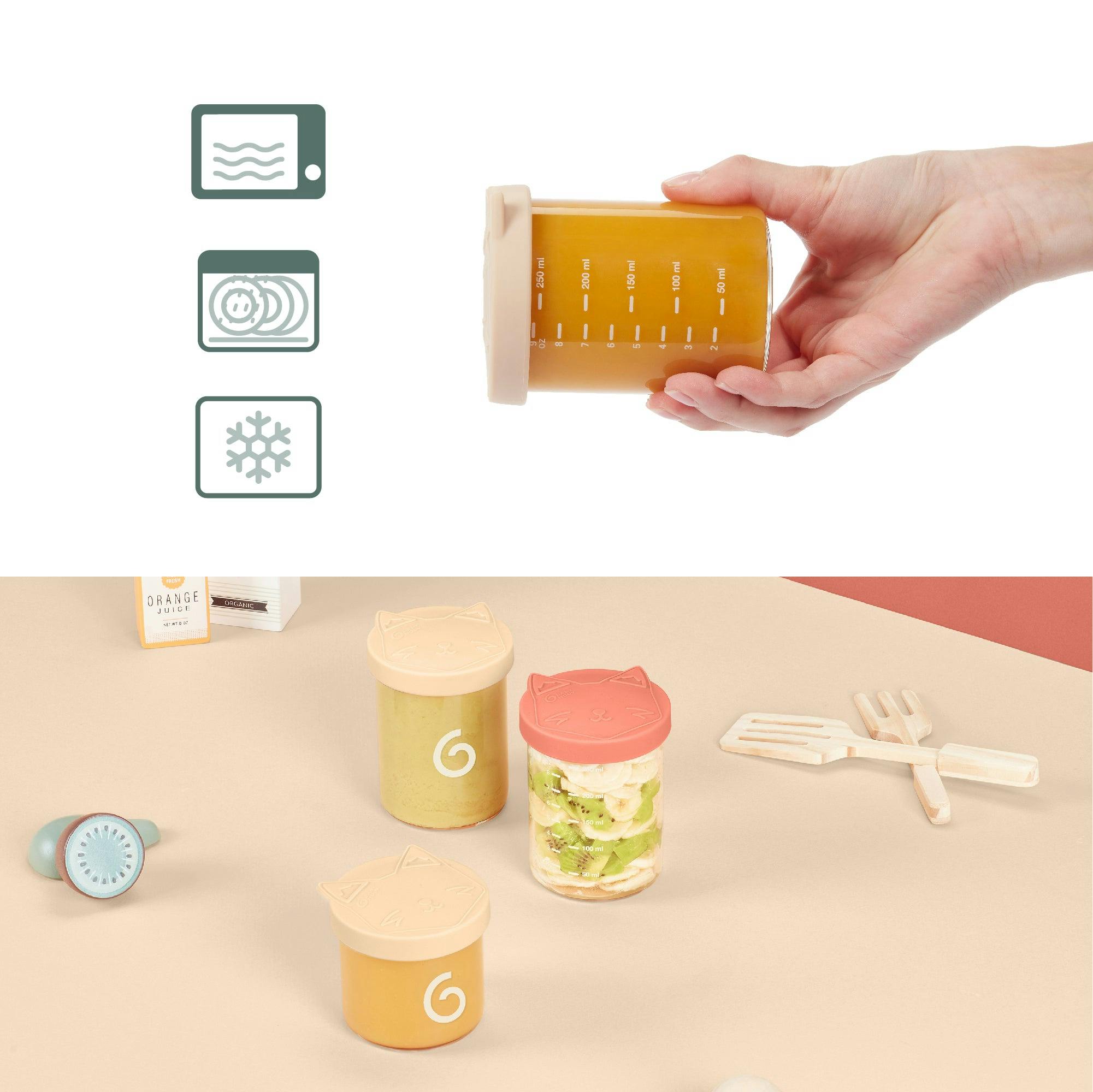 Babymoov Isy Glass Baby Food Storage Jars (Oven-Safe, Airtight)
