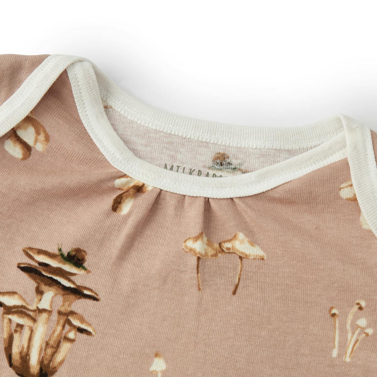 Mushroom Organic Cotton Ruffle Long Sleeve One Piece