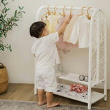 Handcrafted - Belle Kids Montessori Clothing Rack (White) - Rattan Wicker