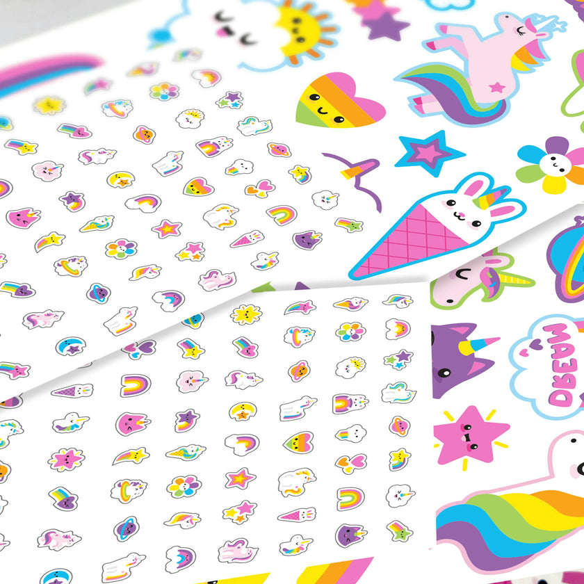 Tattoo-Palooza Temporary Tattoos & Nail Stickers - Unicorns & Rainbows - 225+
