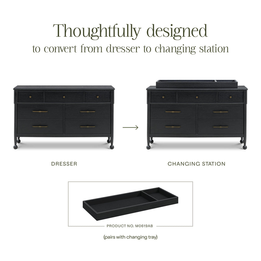 Alouette 7-Drawer Assembled Dresser in Archival Black