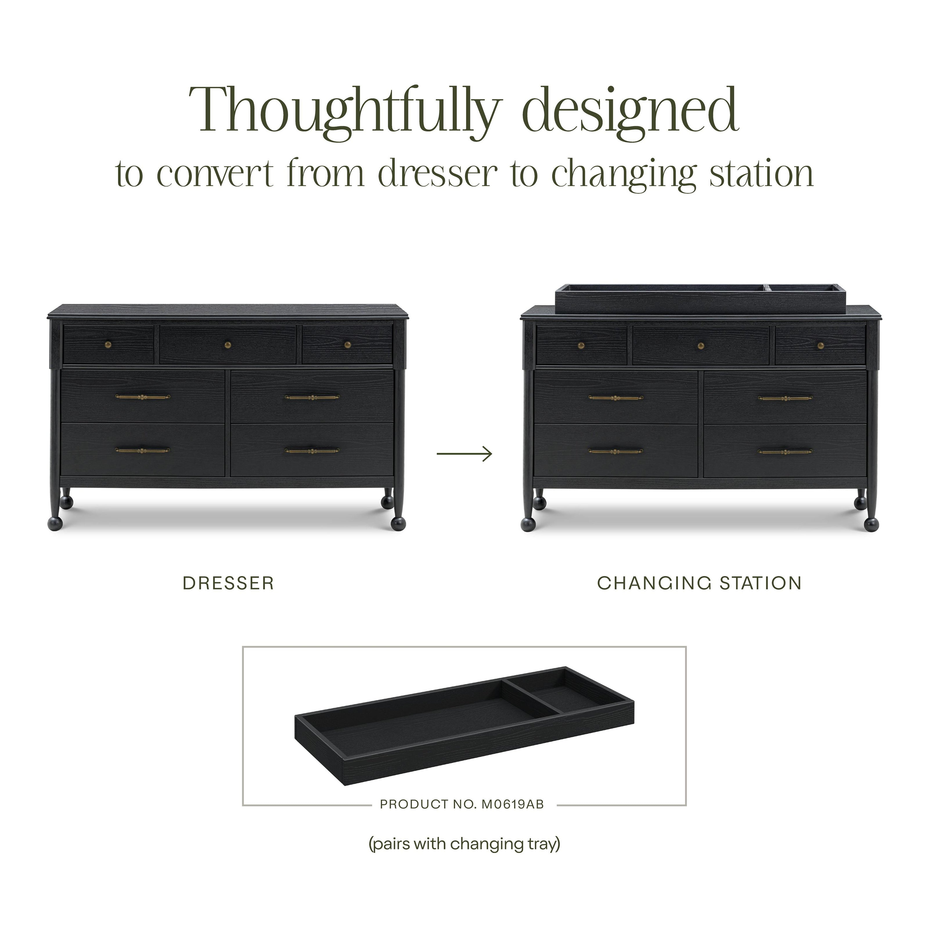 Alouette 7-Drawer Assembled Dresser in Archival Black