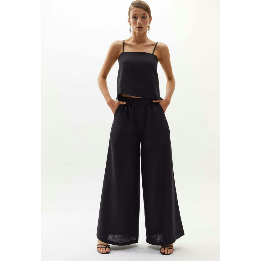 Cape Linen Pants - Black