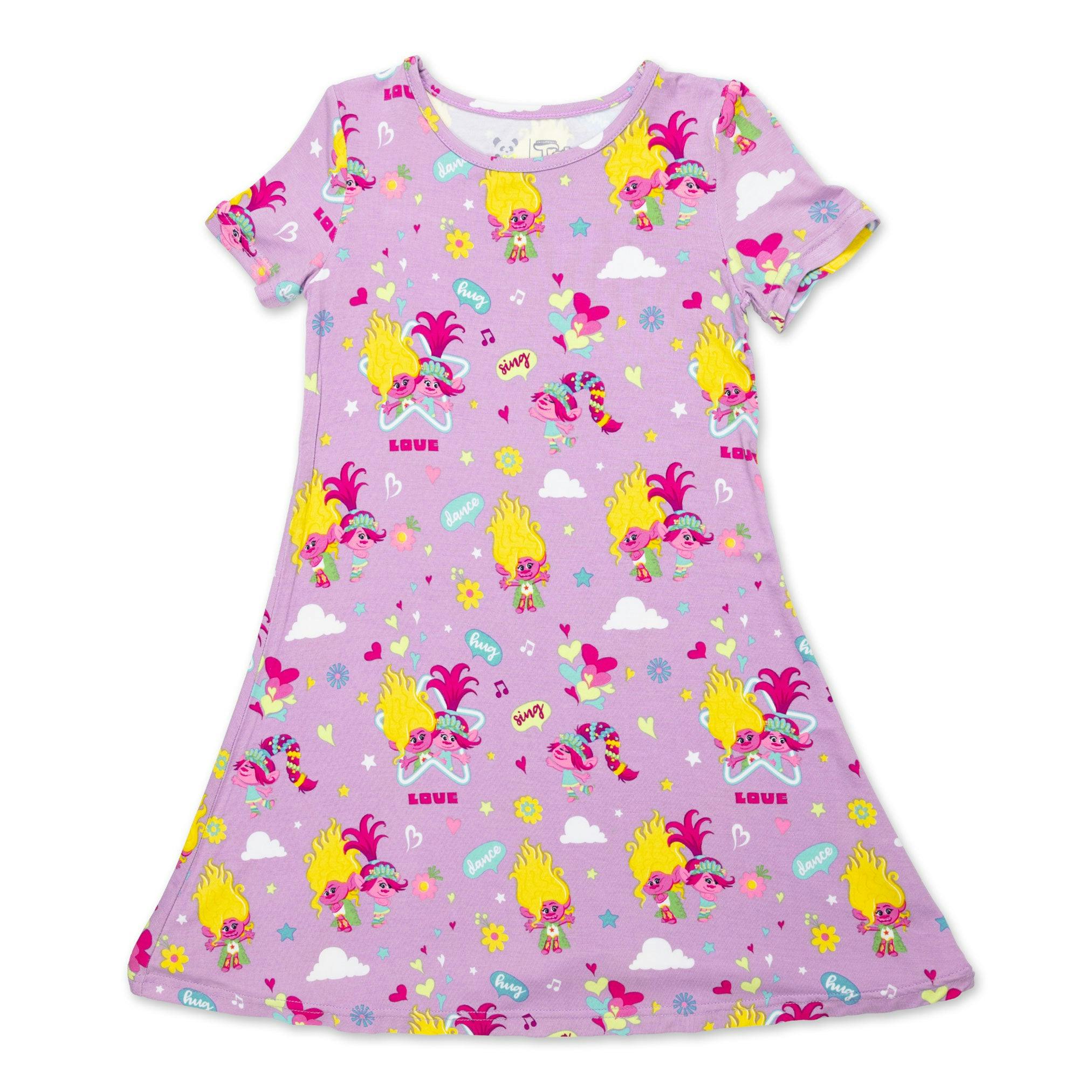 Trolls Harmony Valentine's Bamboo Girls' Short Sleeve Dress