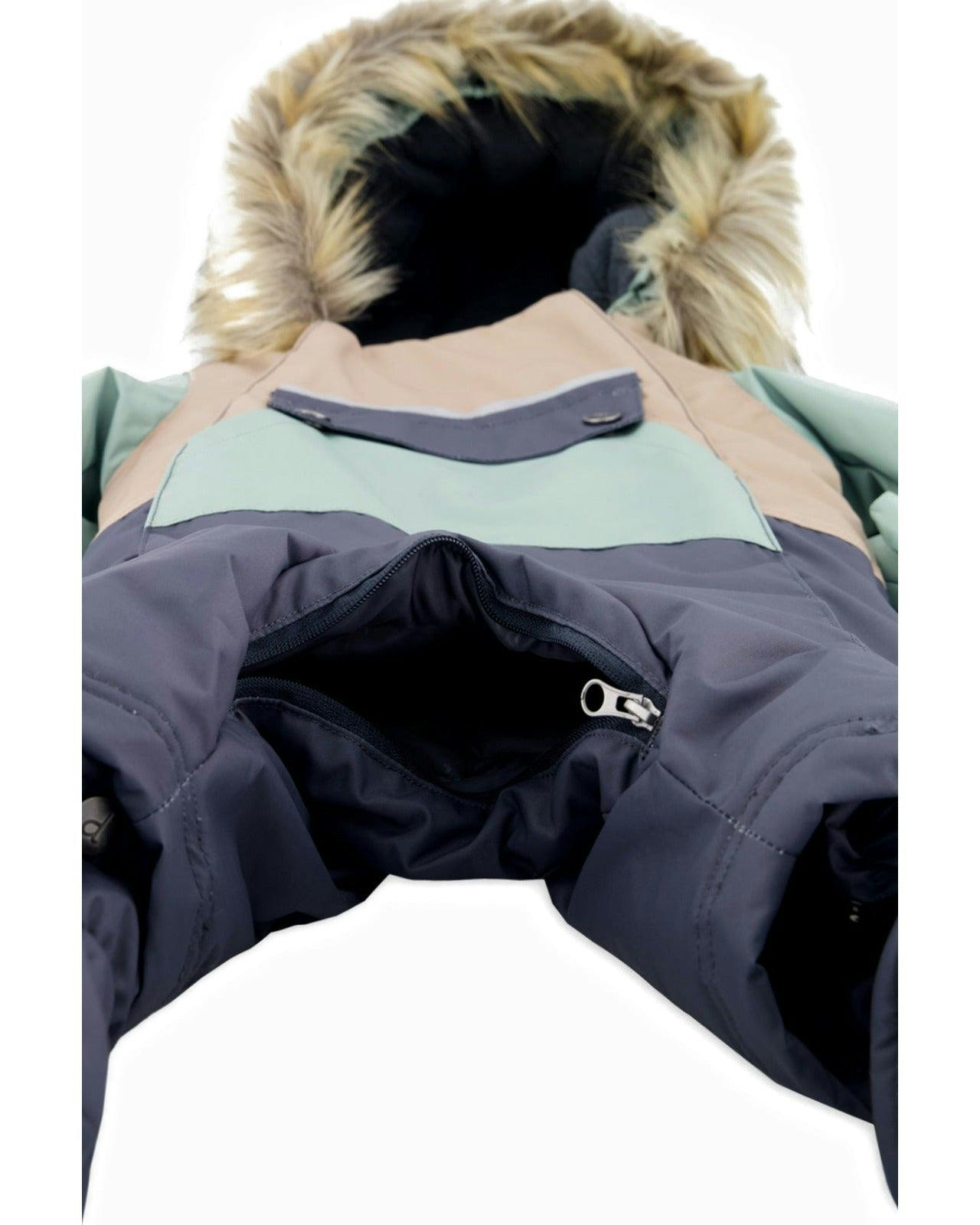 Baby One Piece Snowsuit Adapted For Car Seats Cool Dark Grey