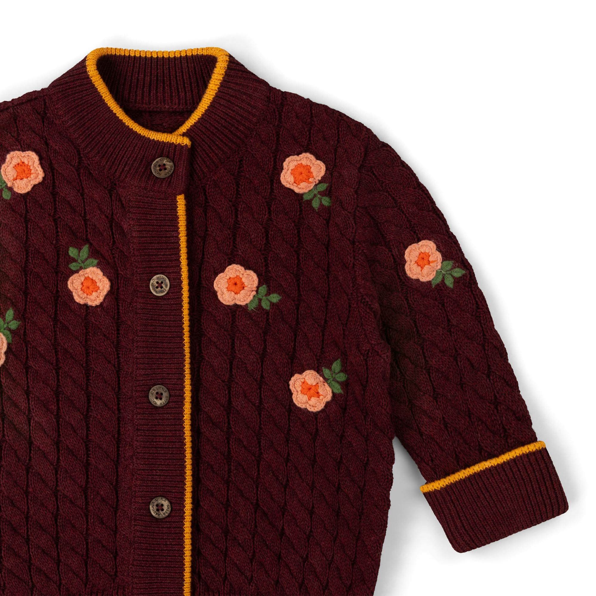Berry Petal Snuggly Knitted Cardigan, Purple