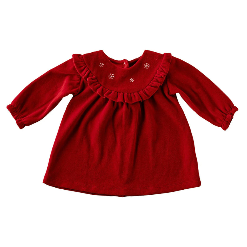 Red Holiday Velvet Smocked Dress