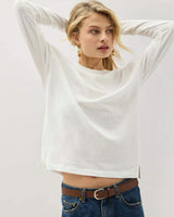 Womens Vintage Jersey Long Sleeve Tee - Recycled Cotton Jersey - White