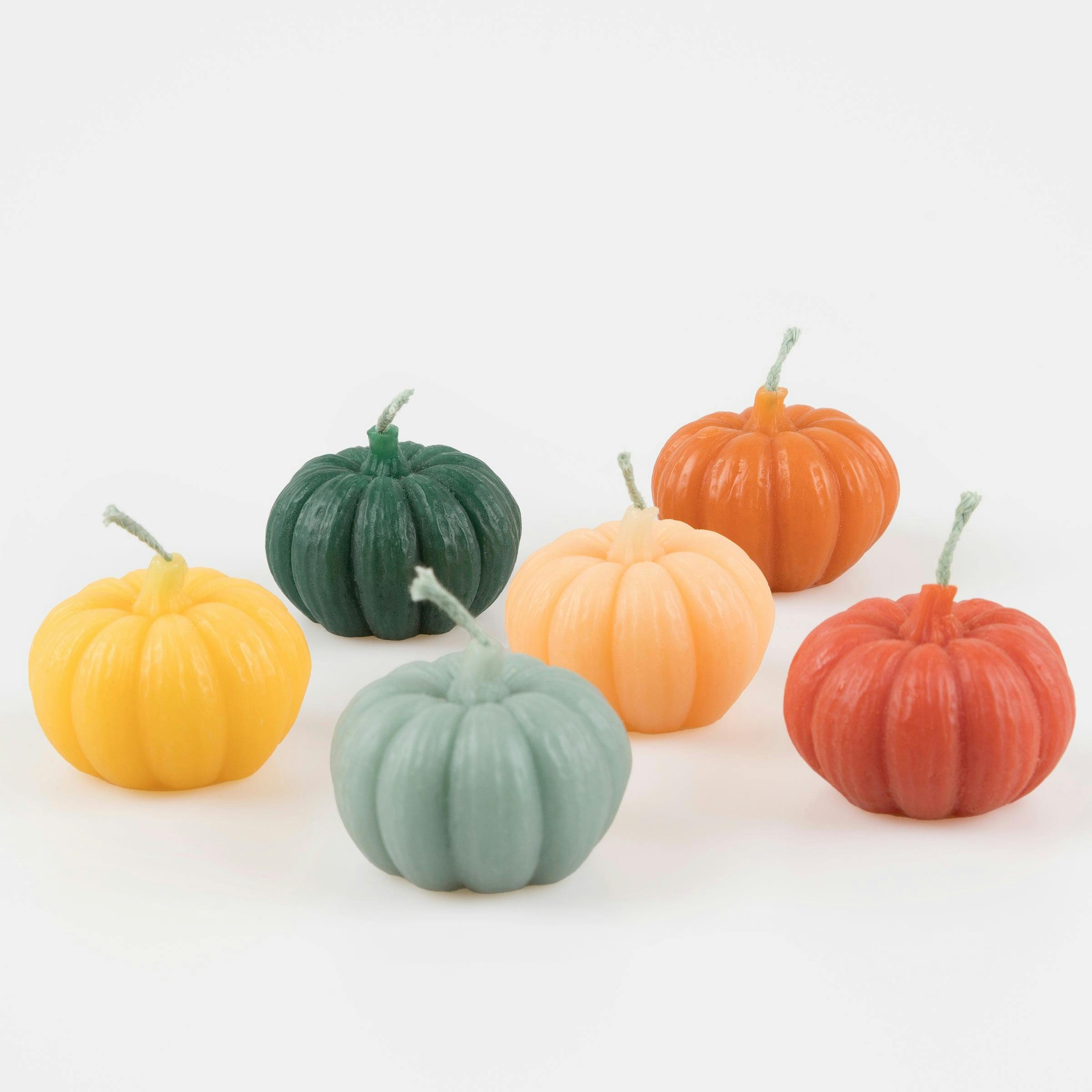 Mini Rainbow Pumpkin Candles