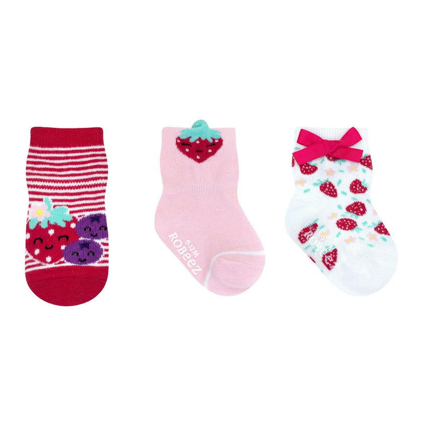 Berry Sweet Girl 3-Pack Baby Socks in Bright Pink