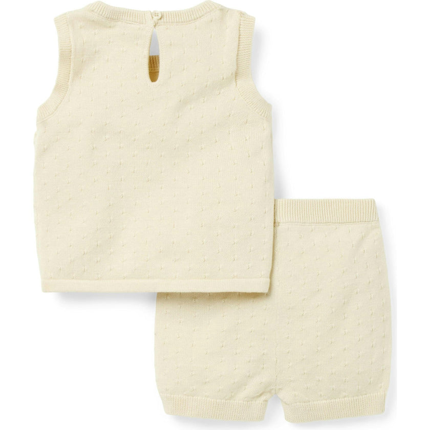 The Crochet Flower Matching Baby Set, Khaki