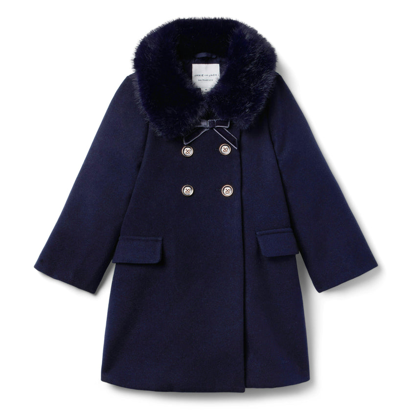 The Luxe Collar Coat, navy blue