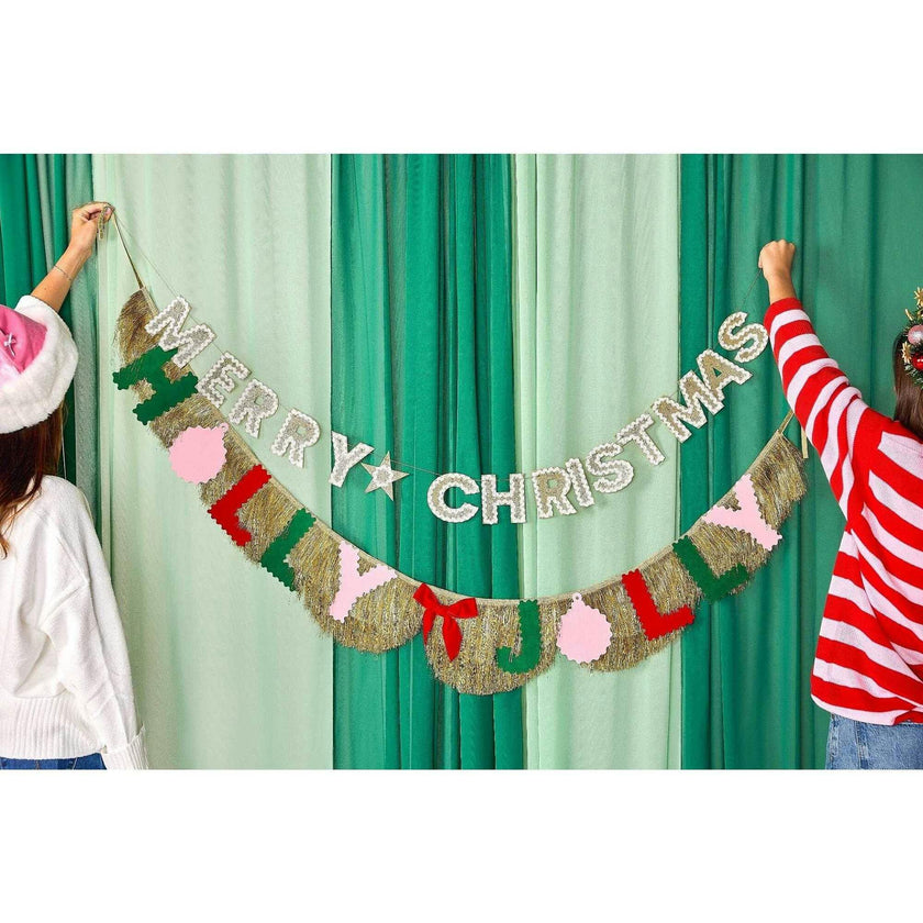 Merry Christmas Gold Shimmer Banner (Reusable Garland)