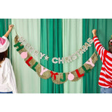 Merry Christmas Gold Shimmer Banner (Reusable Garland)