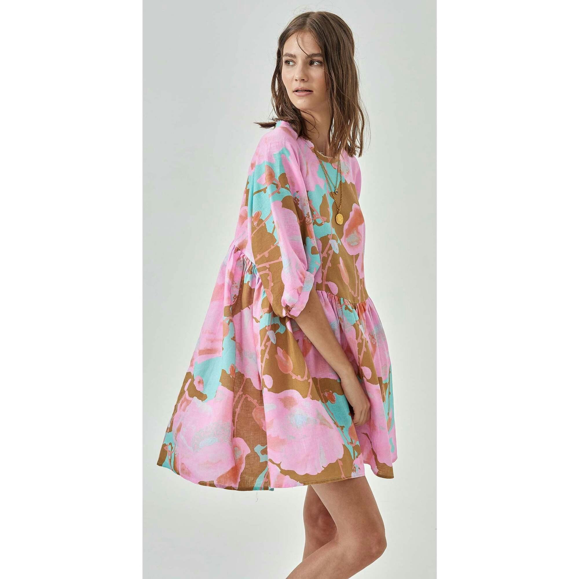 Alcala Linen Dress - Aquarela