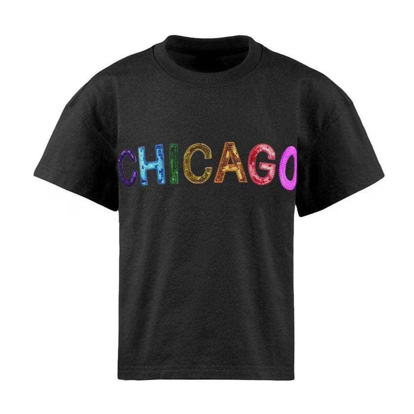 Women's Sequin Chicago T-shirt Black
