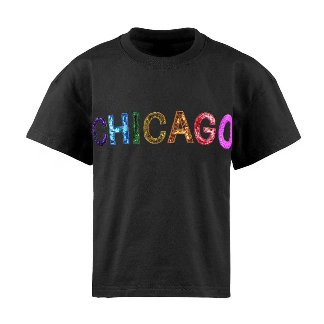 Women's Sequin Chicago T-shirt Black