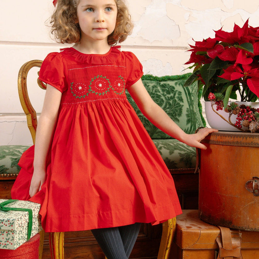 Sofia Red Smocked Dress
