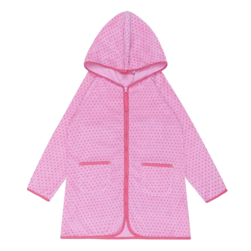 girls blush dot french terry hooded zipper coverup