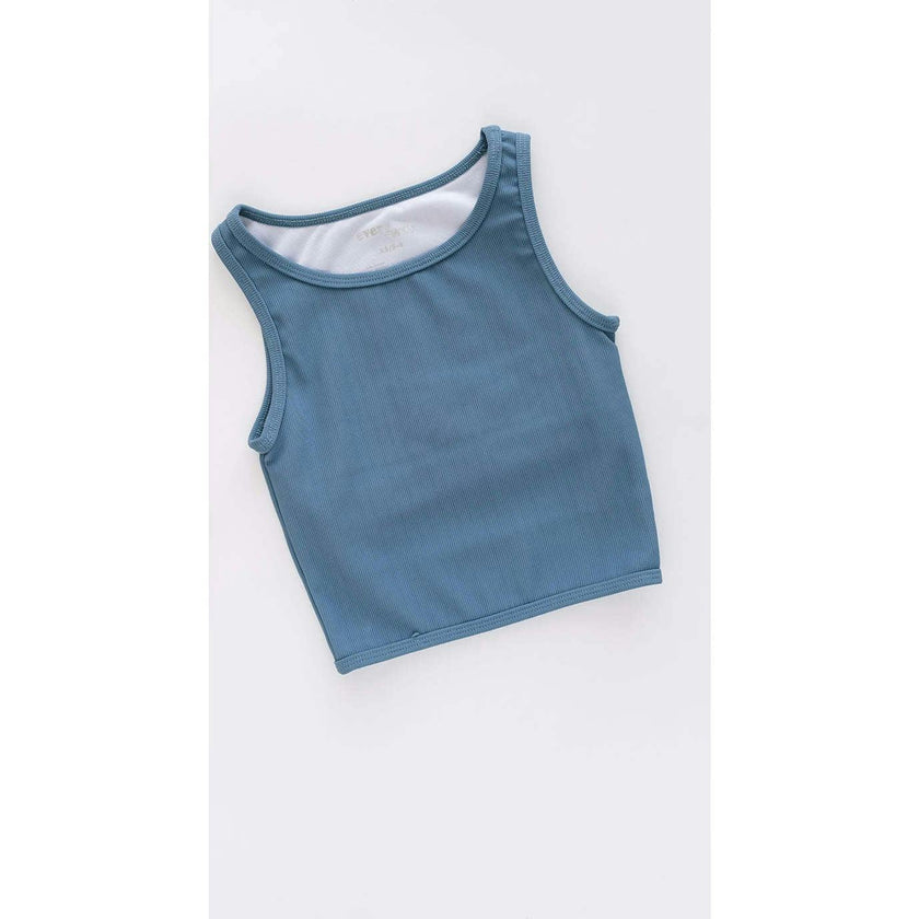 Ribbed Longline Crop, Blue