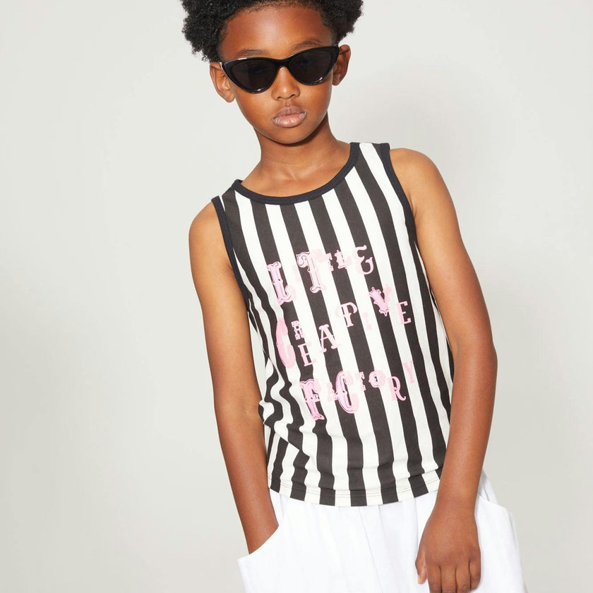 Soft Black Striped Tank T-Shirt